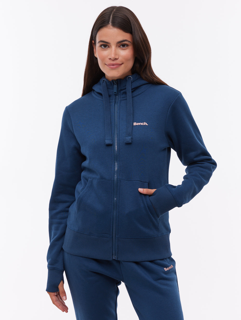Carah Zip-Up Emblem Hoodie - Blue