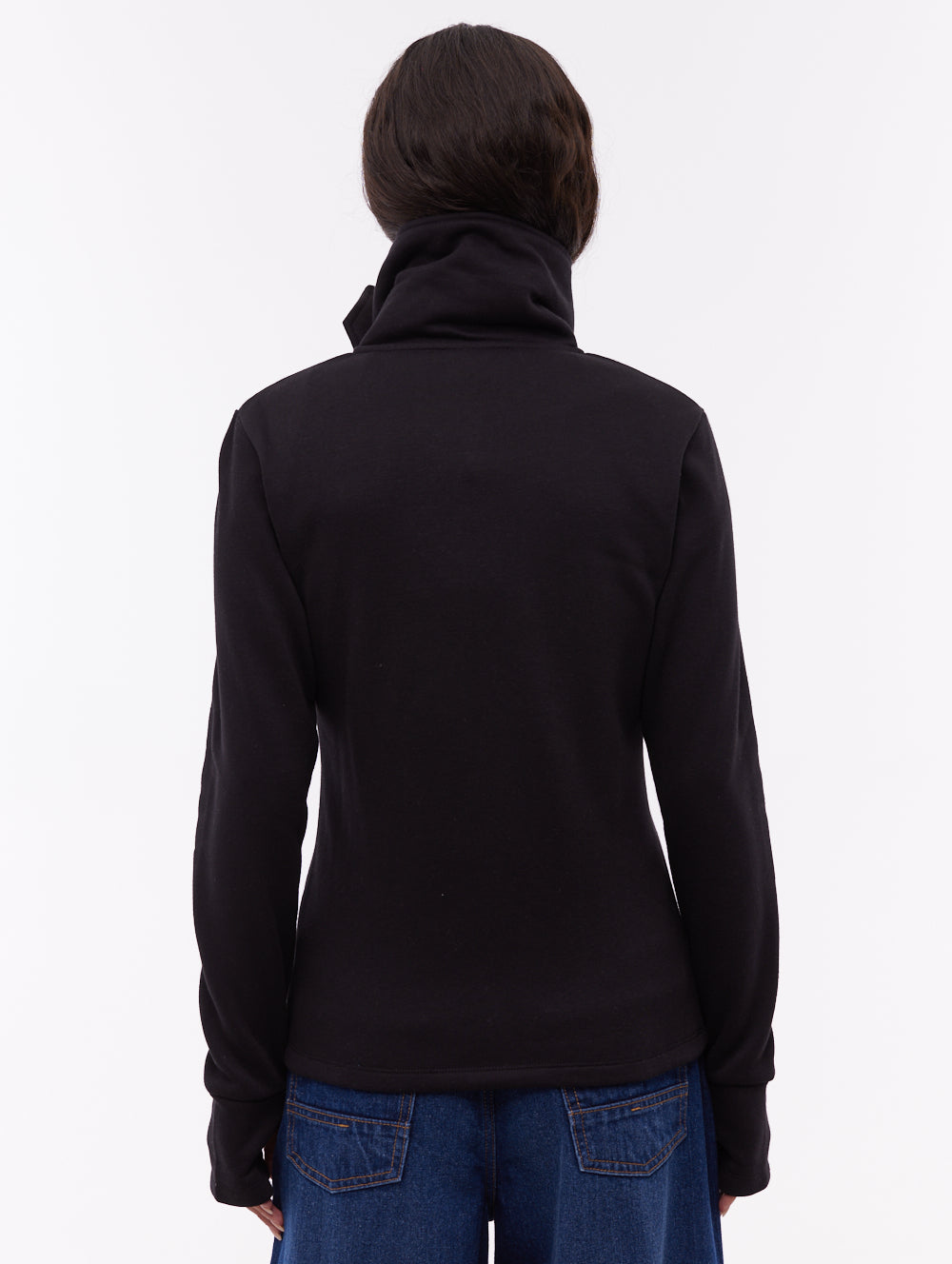 Sheli Wrap-Neck Zip-Up - Black