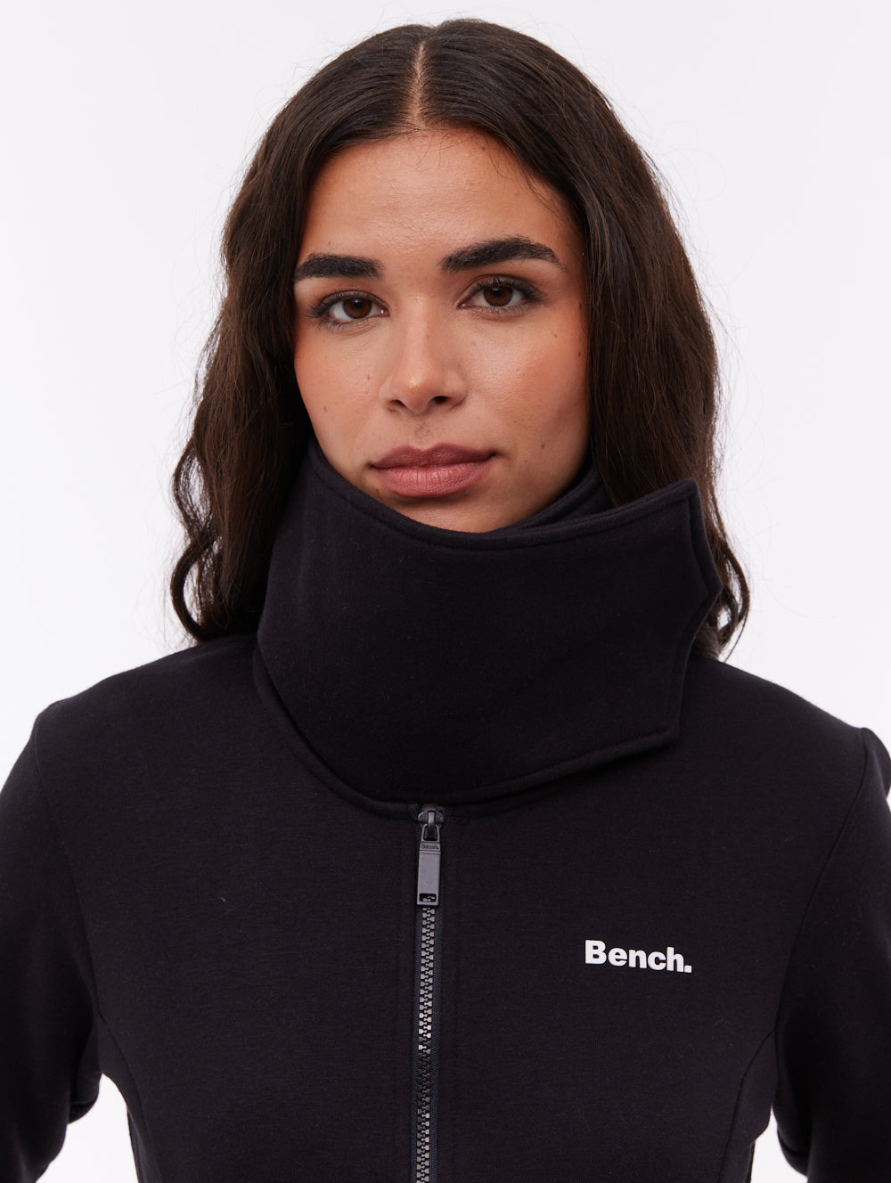 Sheli Wrap-Neck Zip-Up - Black