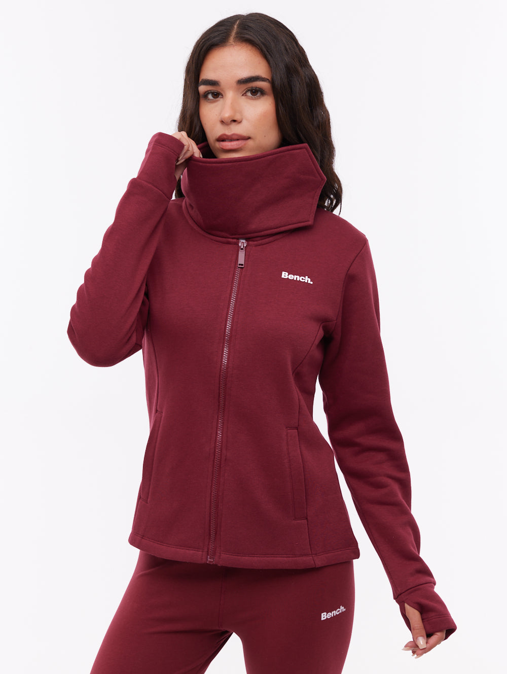 Sheli Wrap-Neck Zip-Up - Red