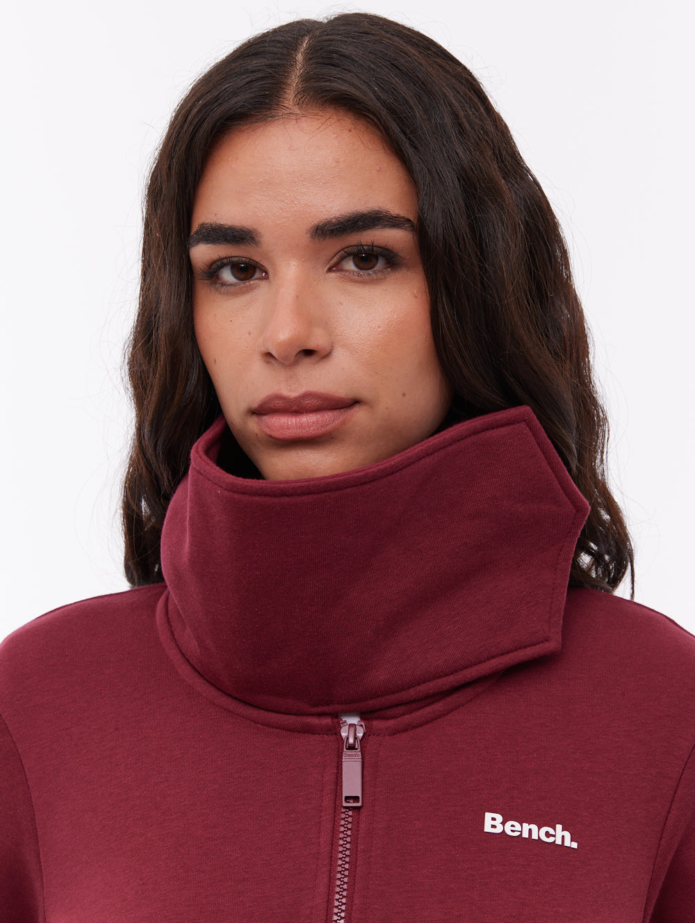 Sheli Wrap-Neck Zip-Up - Red