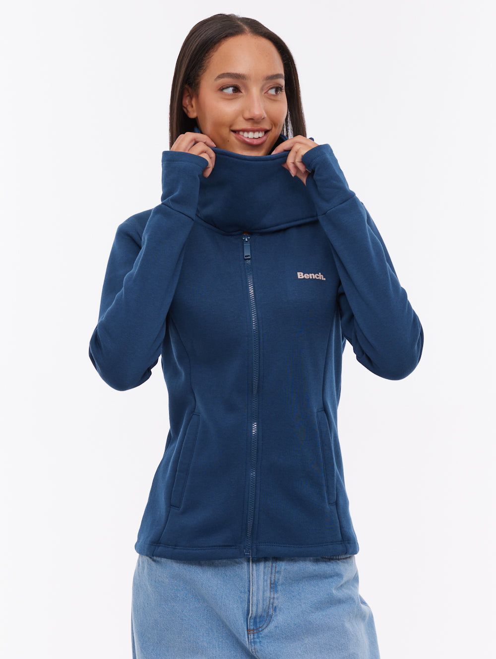 Sheli Wrap-Neck Zip-Up - Blue