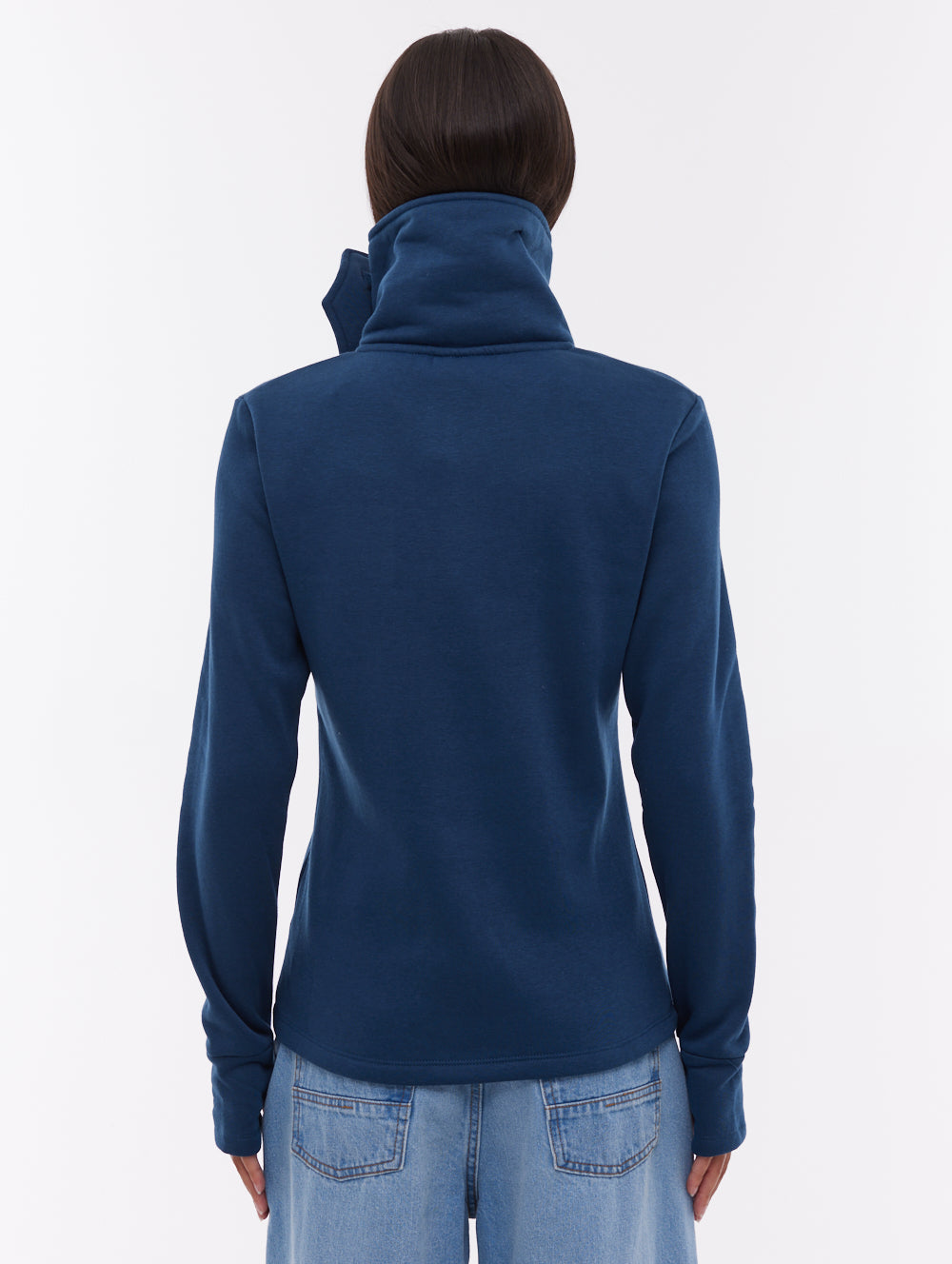 Sheli Wrap-Neck Zip-Up - Blue