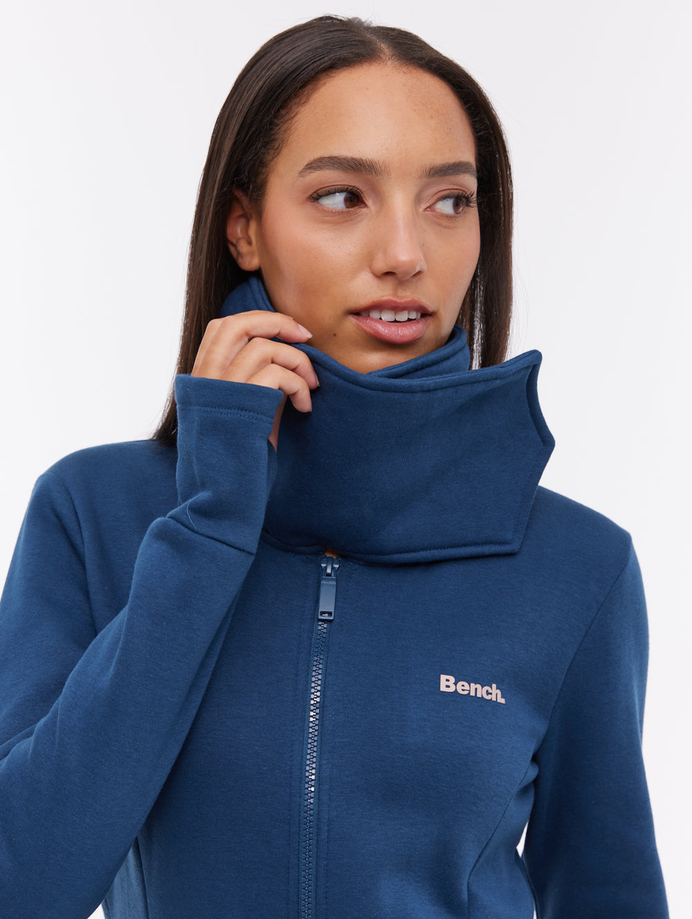 Sheli Wrap-Neck Zip-Up - Blue