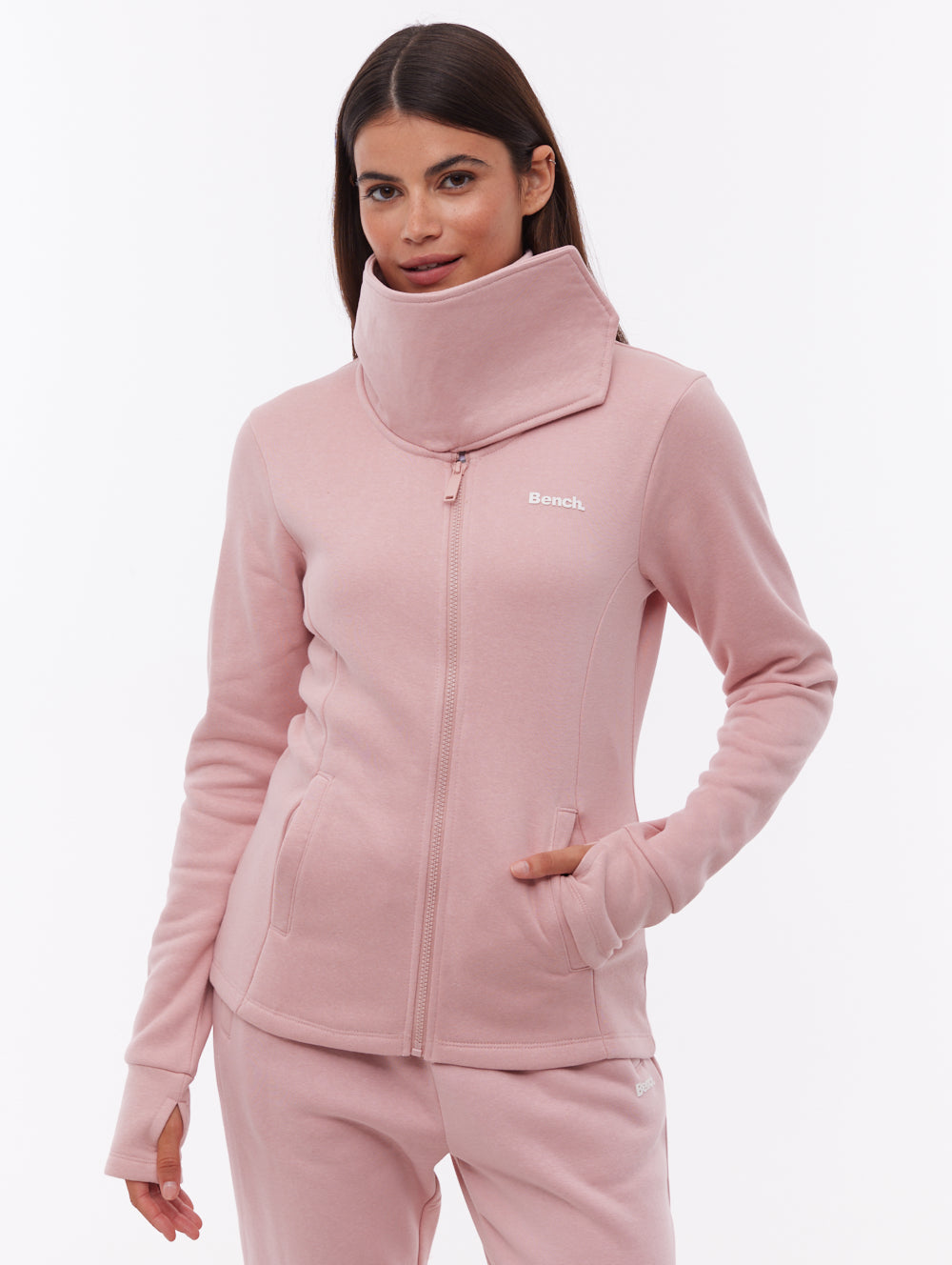 Sheli Wrap-Neck Zip-Up - Pink