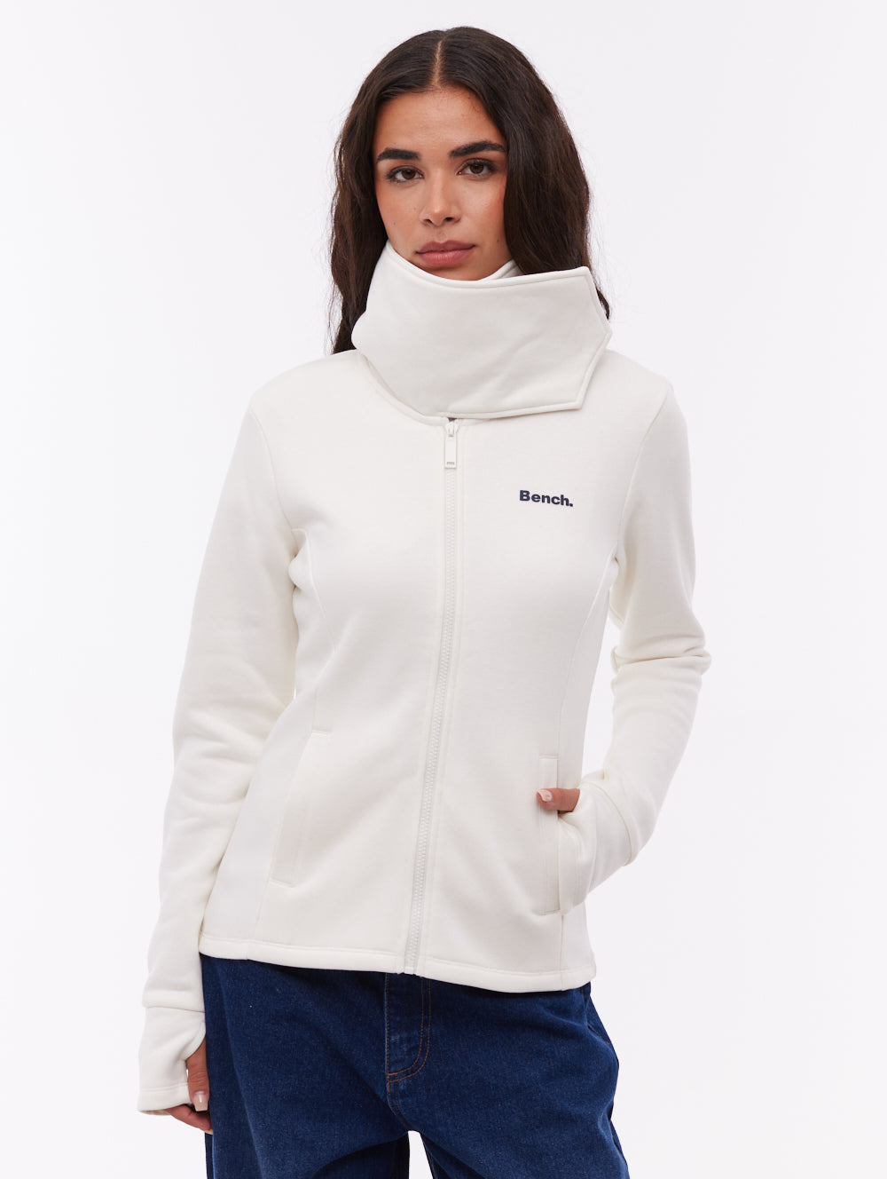 Sheli Wrap-Neck Zip-Up - White