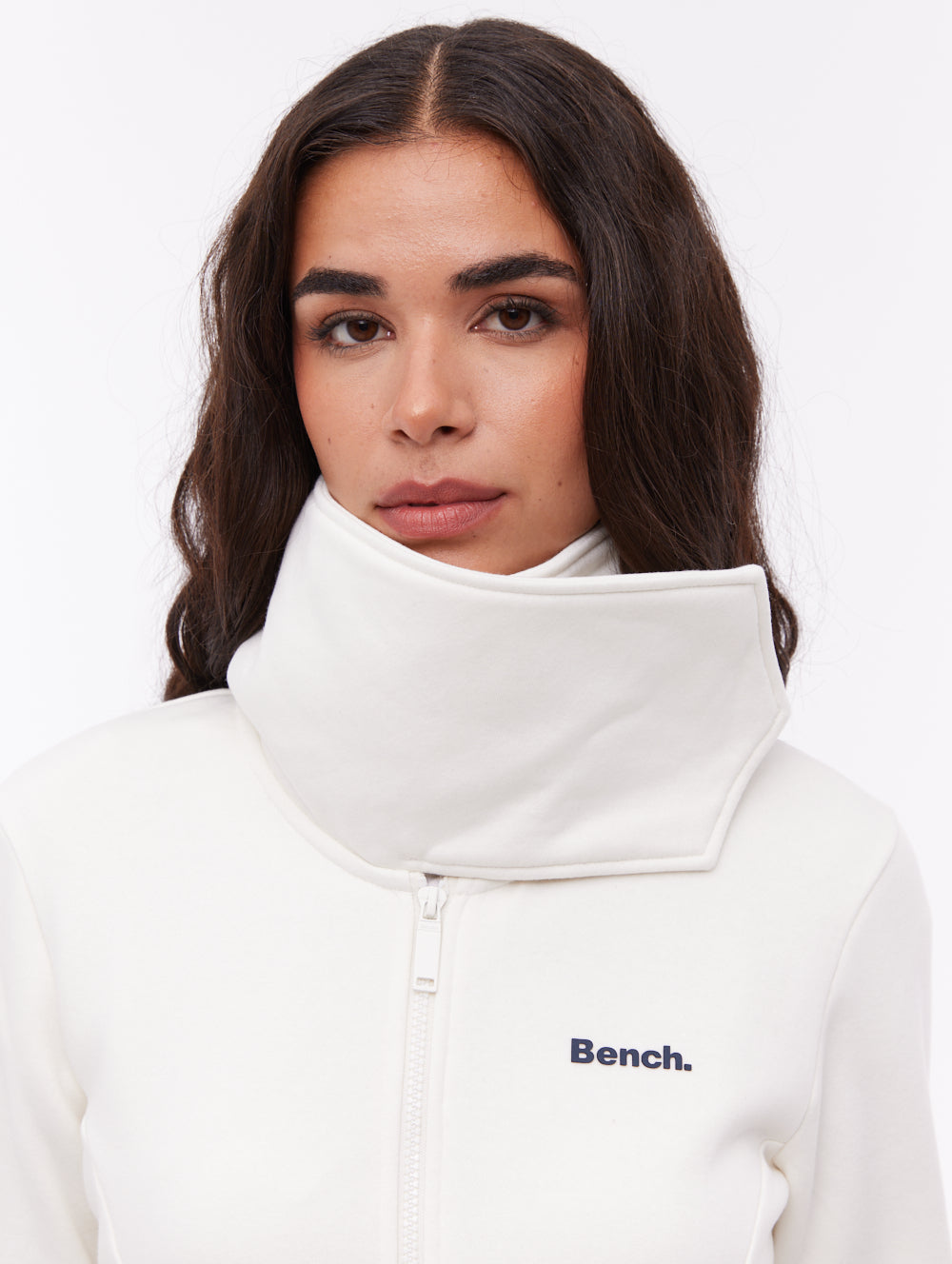 Sheli Wrap-Neck Zip-Up - White