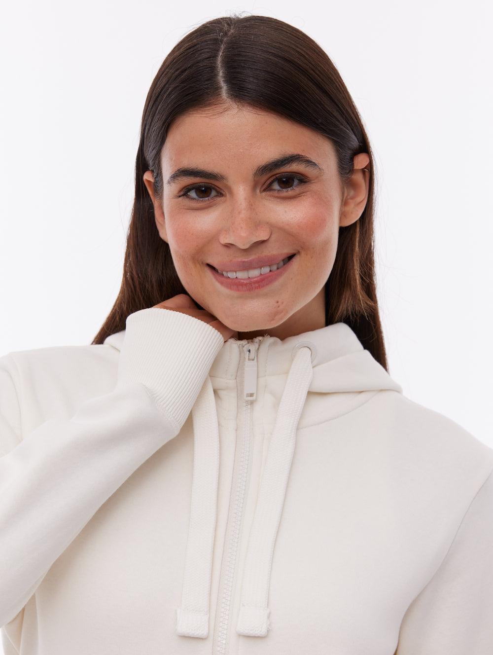 Inah Zip-Up Hoodie - White