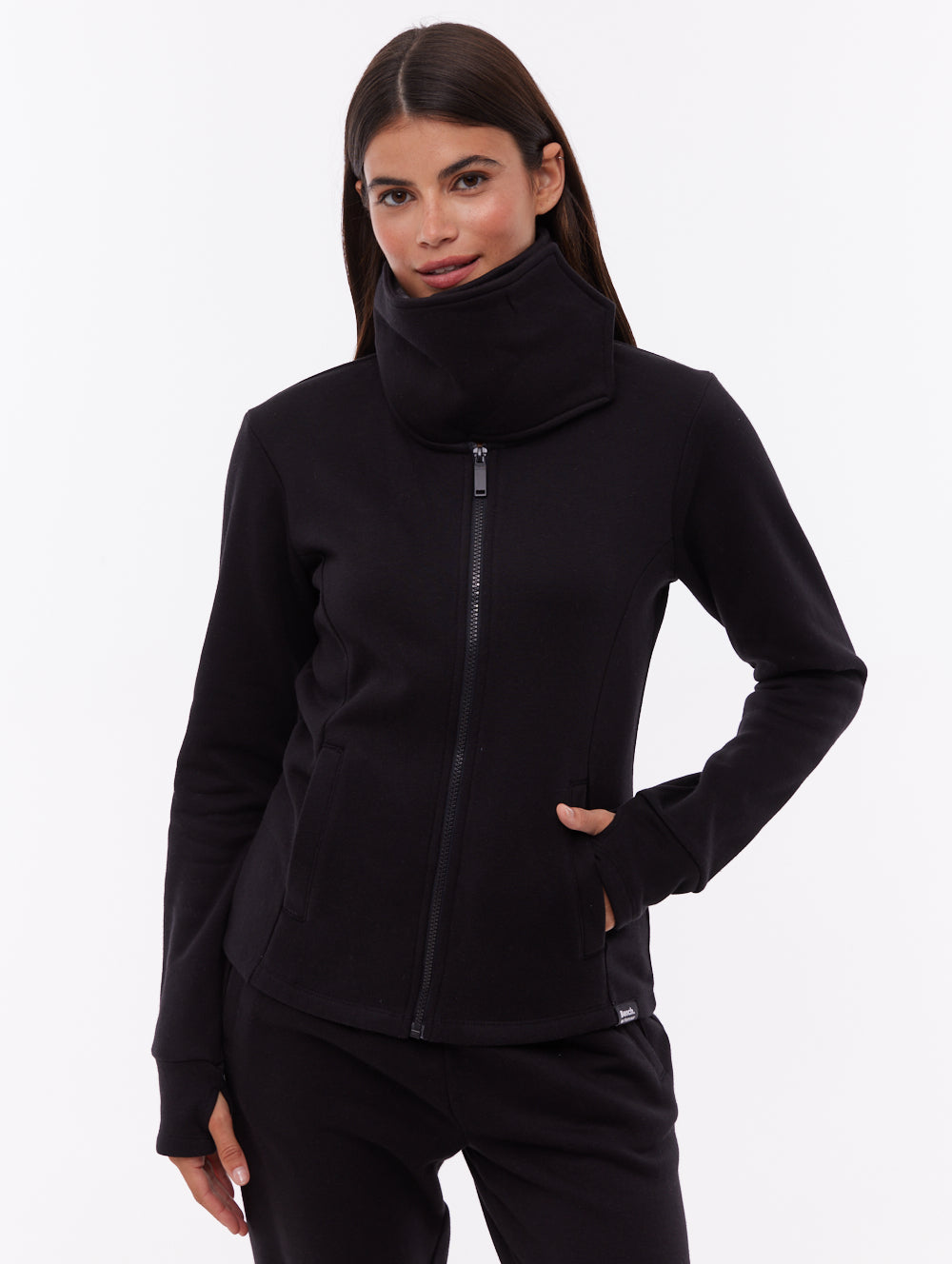 Jaya Wrap-Neck Zip-Up - Black