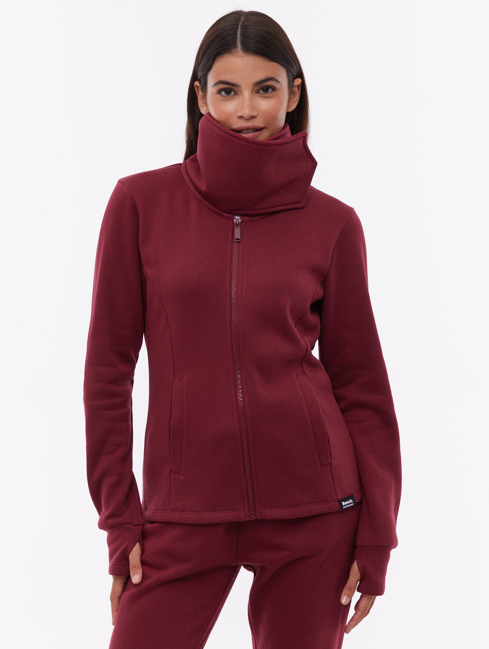 Jaya Wrap-Neck Zip-Up - Red