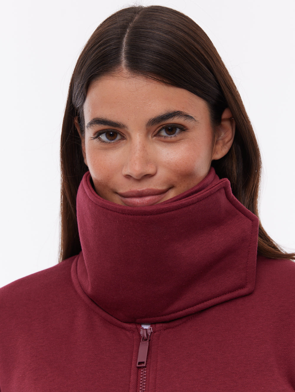Jaya Wrap-Neck Zip-Up - Red