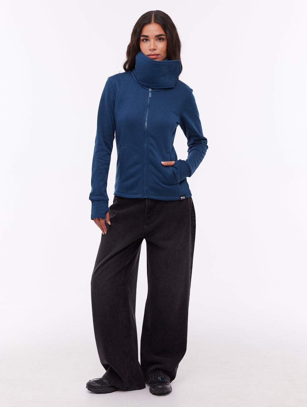 Jaya Wrap-Neck Zip-Up - Blue
