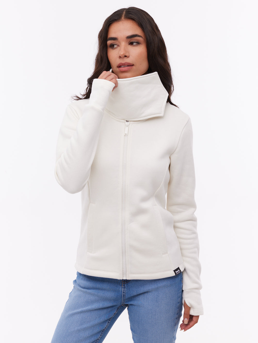 Jaya Wrap-Neck Zip-Up - White