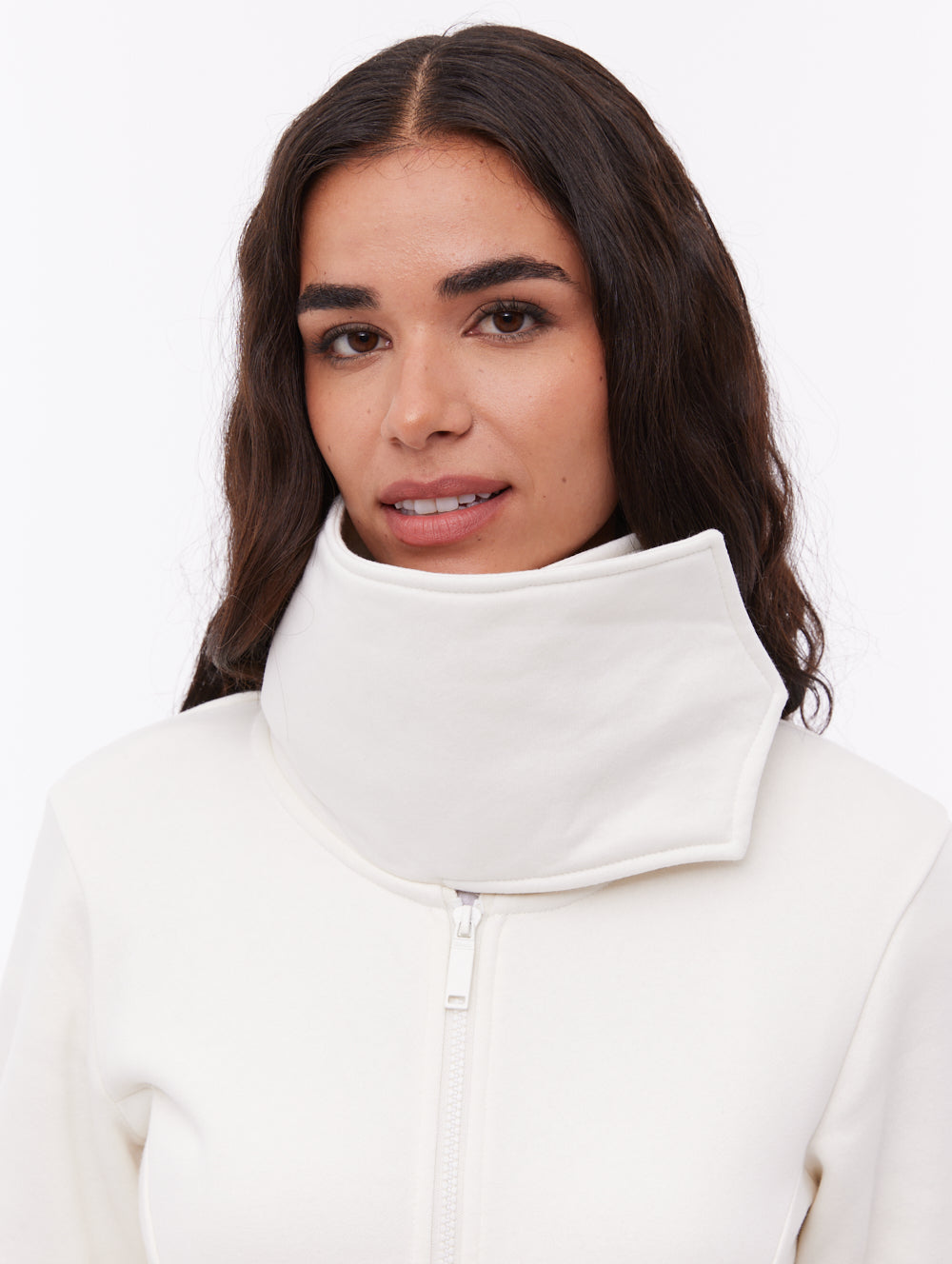 Jaya Wrap-Neck Zip-Up - White