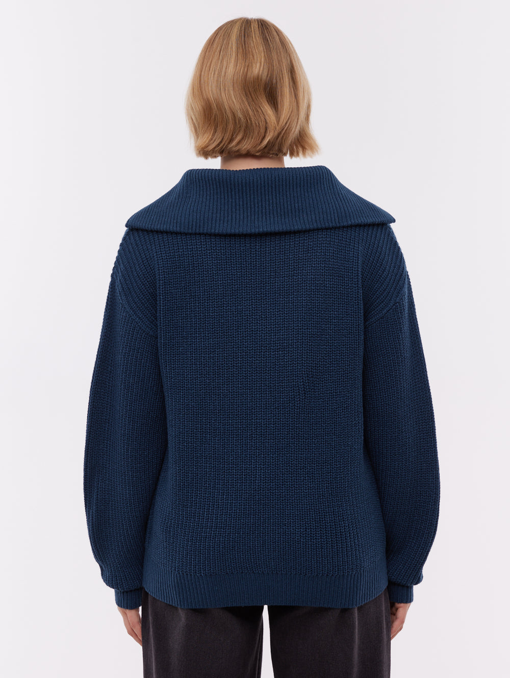 Audreena Zippered Funnel Sweater - Blue