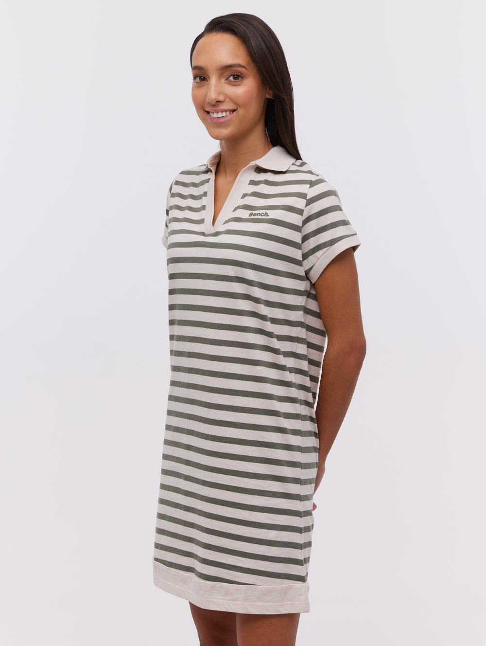 Orenda Stripe Polo Dress - Green