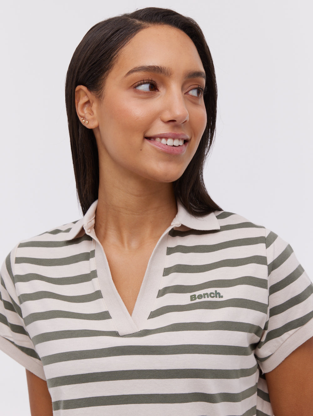 Orenda Stripe Polo Dress - Green