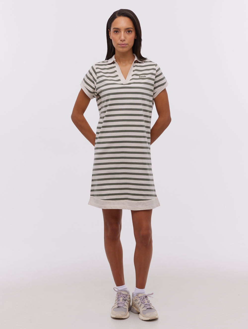 Orenda Stripe Polo Dress - Green