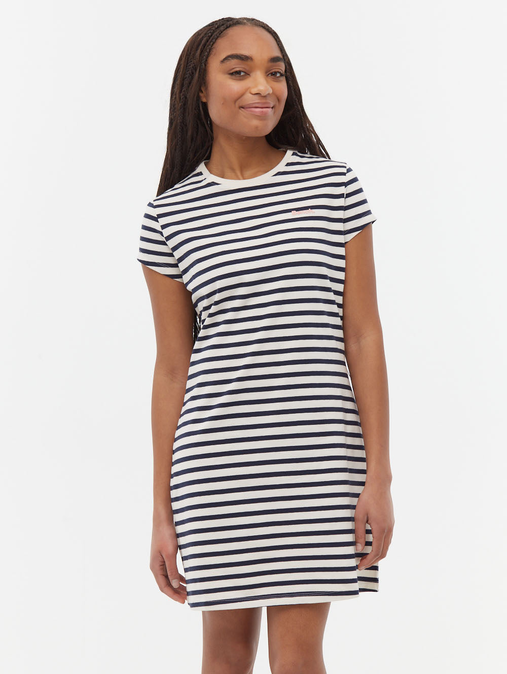 Mabelle Striped T-Shirt Midi Dress - White