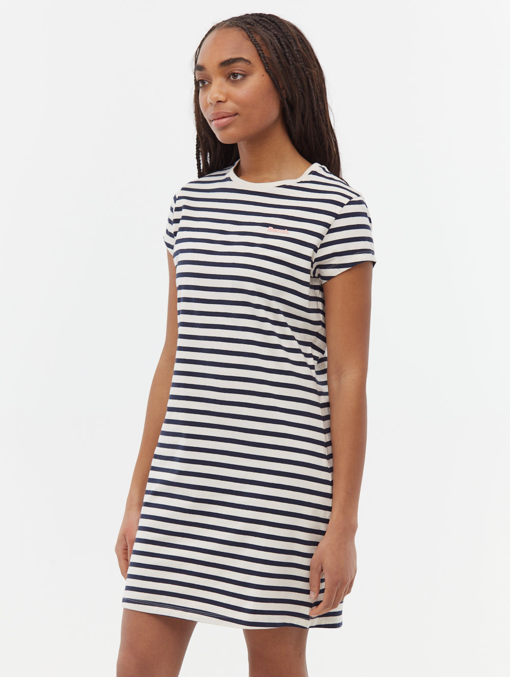 Mabelle Striped T-Shirt Midi Dress - White