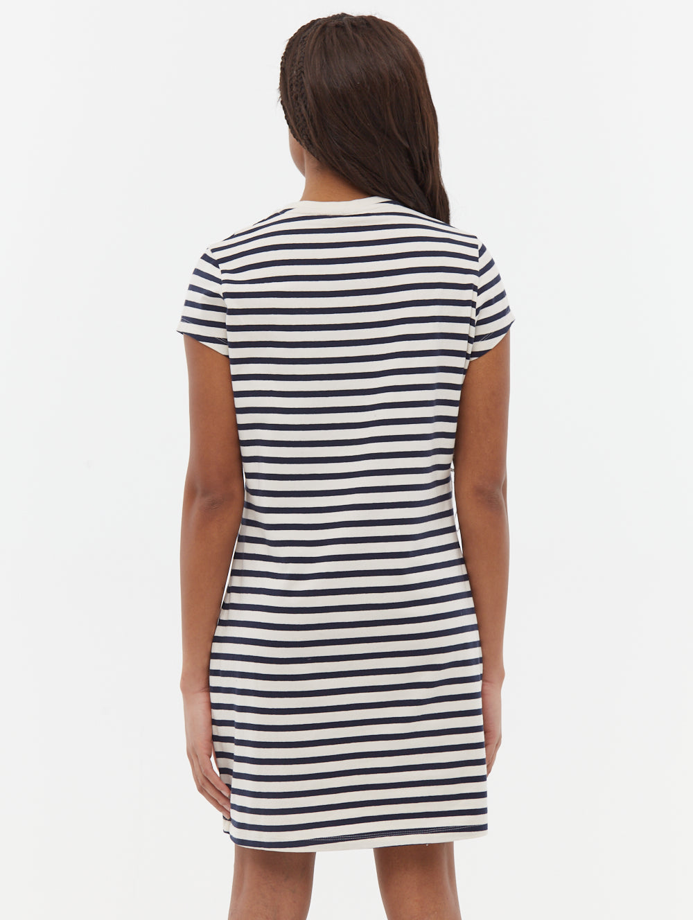 Mabelle Striped T-Shirt Midi Dress - White