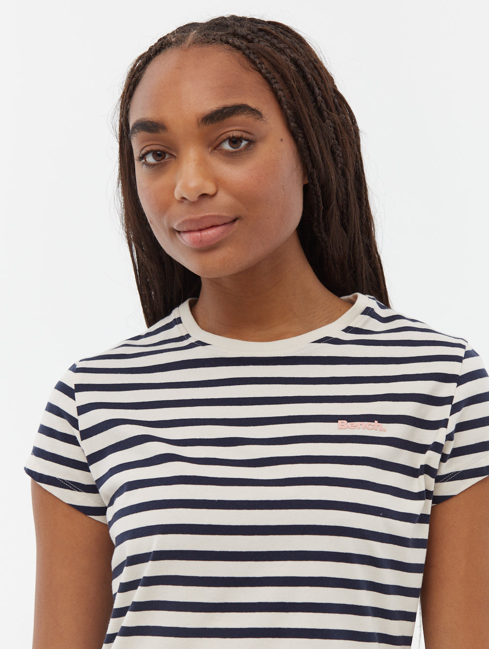 Mabelle Striped T-Shirt Midi Dress - White