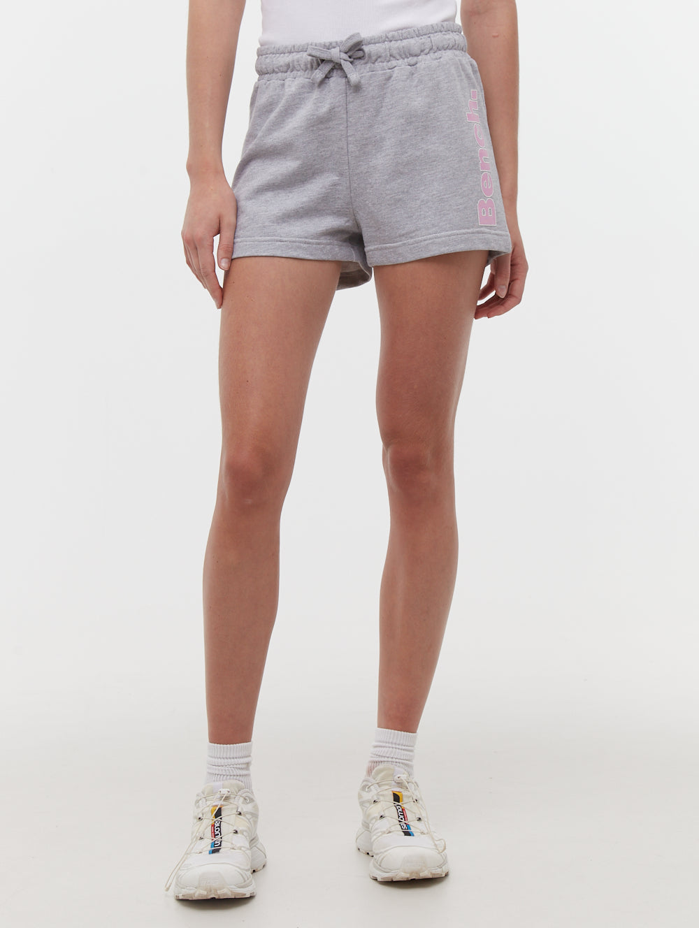 Phoebe Hip Logo Jogger Shorts - Grey