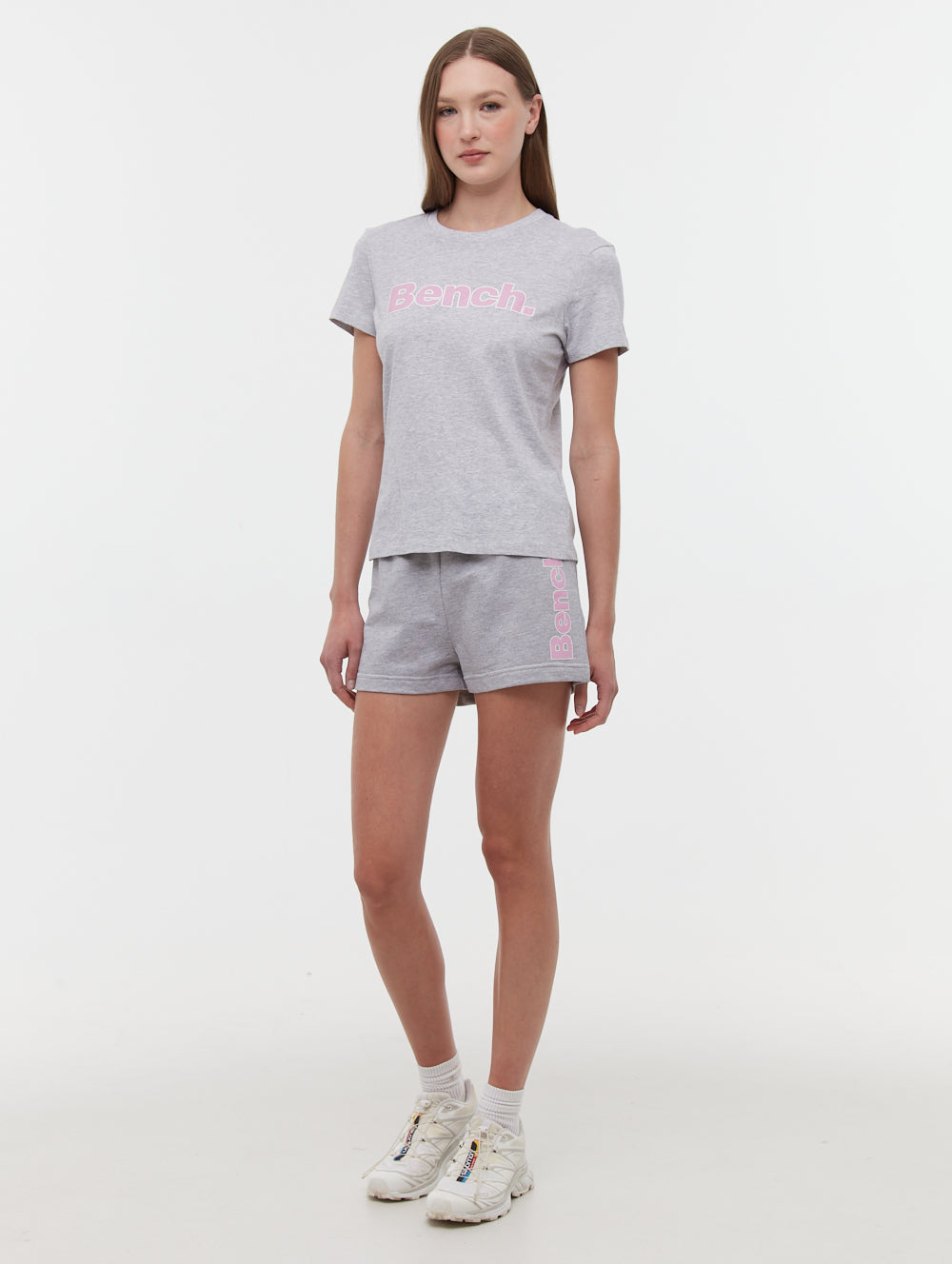 Phoebe Hip Logo Jogger Shorts - Grey