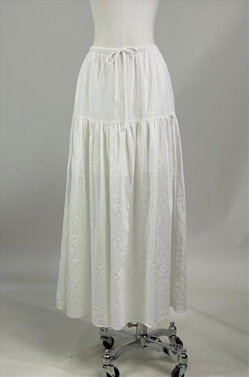 Pollie Woven Cotton Waist Maxi Skirt