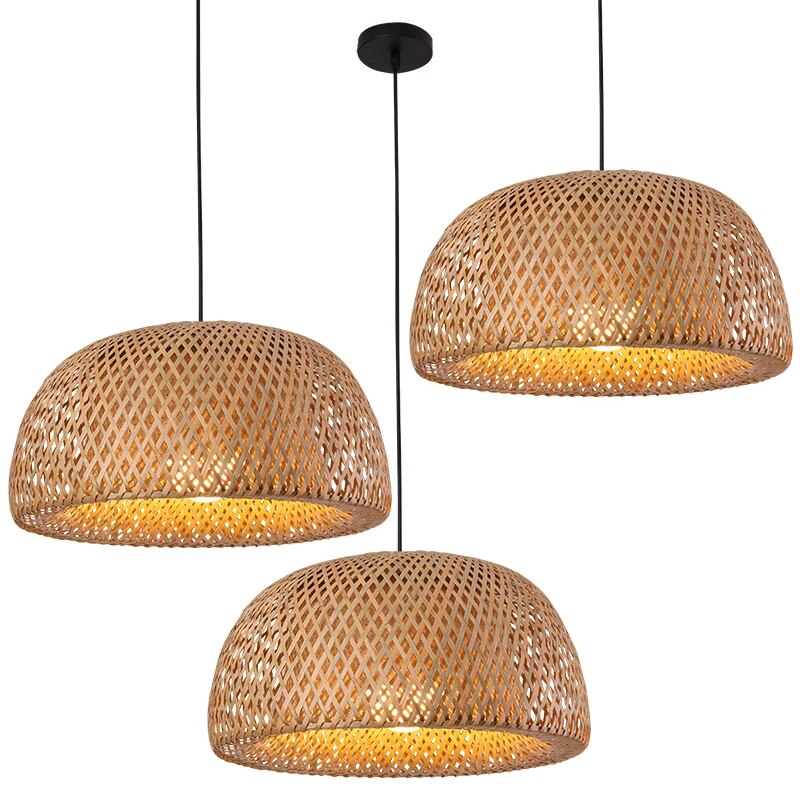 Pendant Light Bamboo Handwoven Adjustable Ceiling Fixture