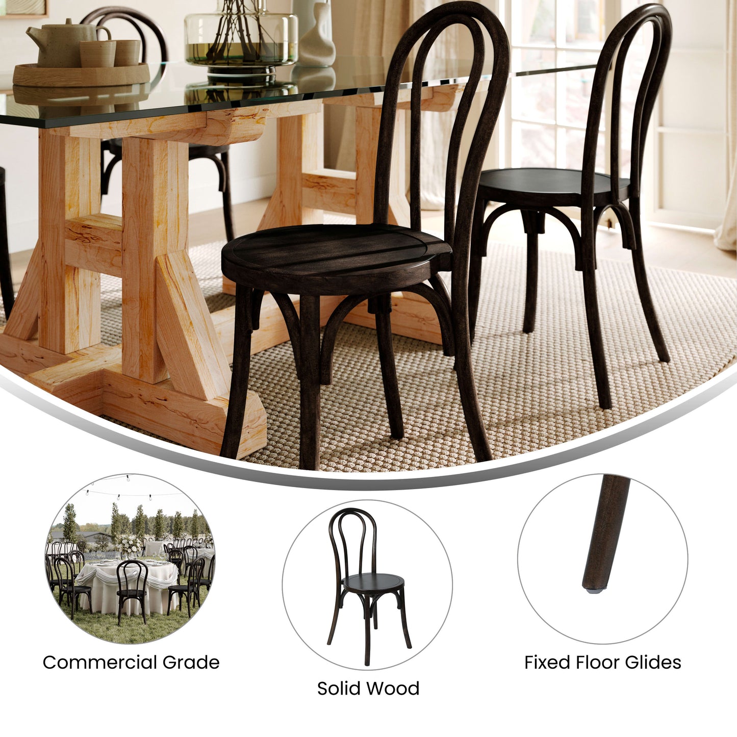 Betsy Commercial Grade Thonet Style Solid Wood Stackable Dining Chair