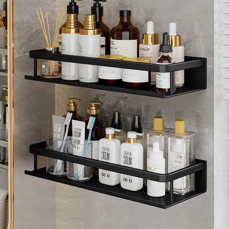Shower Shelf Organizer Matte Black Wall Mounted Water Resistant