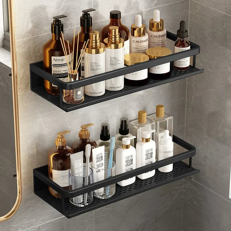 Shower Shelf Organizer Matte Black Wall Mounted Water Resistant