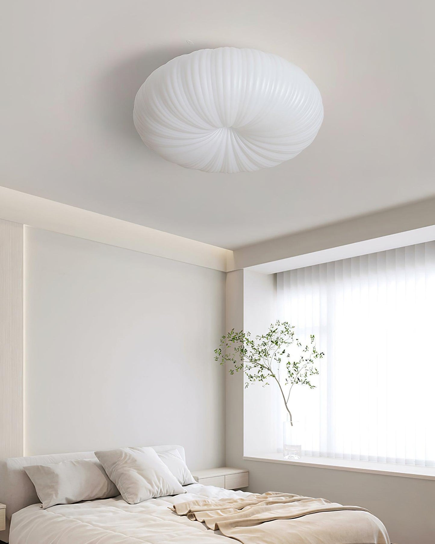 Pleated Dome Ceiling Light With Low-Profile Flush Mount