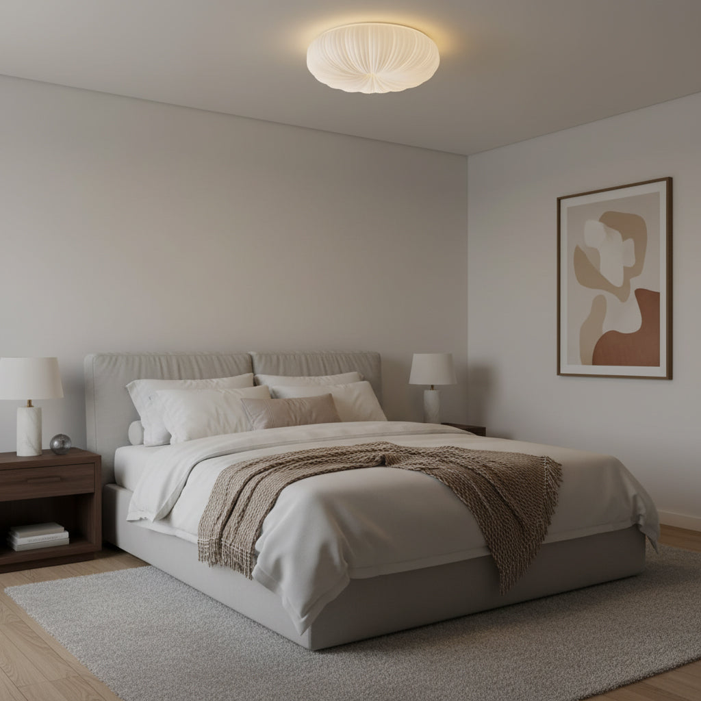 Pleated Dome Ceiling Light With Low-Profile Flush Mount