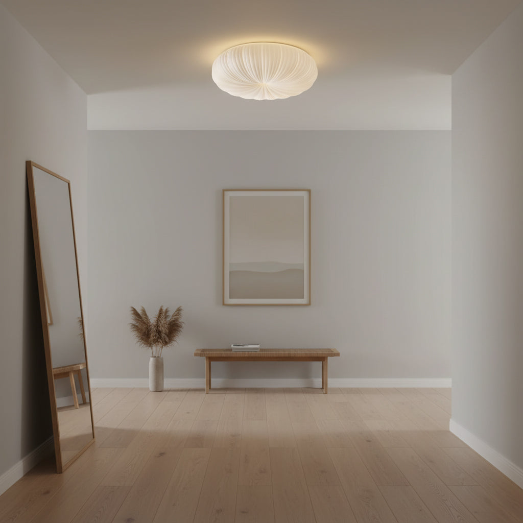 Pleated Dome Ceiling Light With Low-Profile Flush Mount