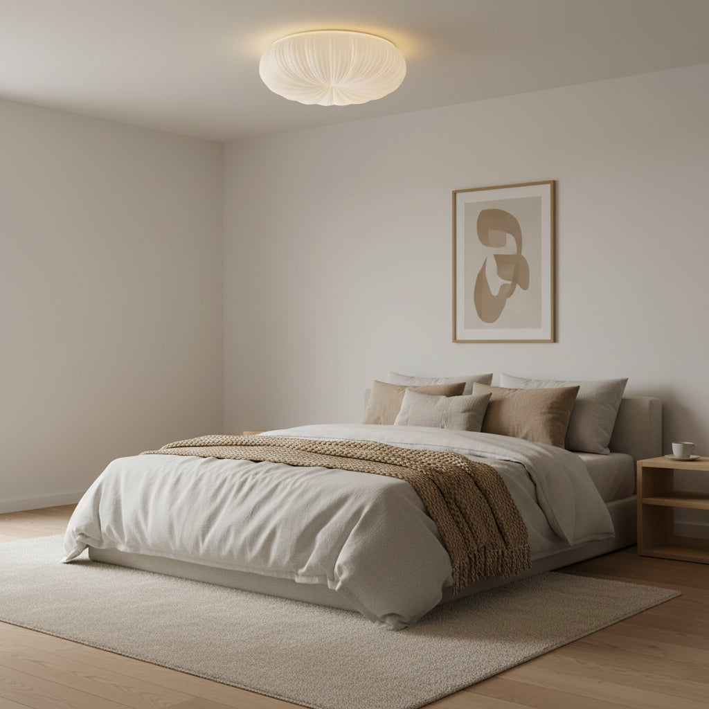 Pleated Dome Ceiling Light With Low-Profile Flush Mount