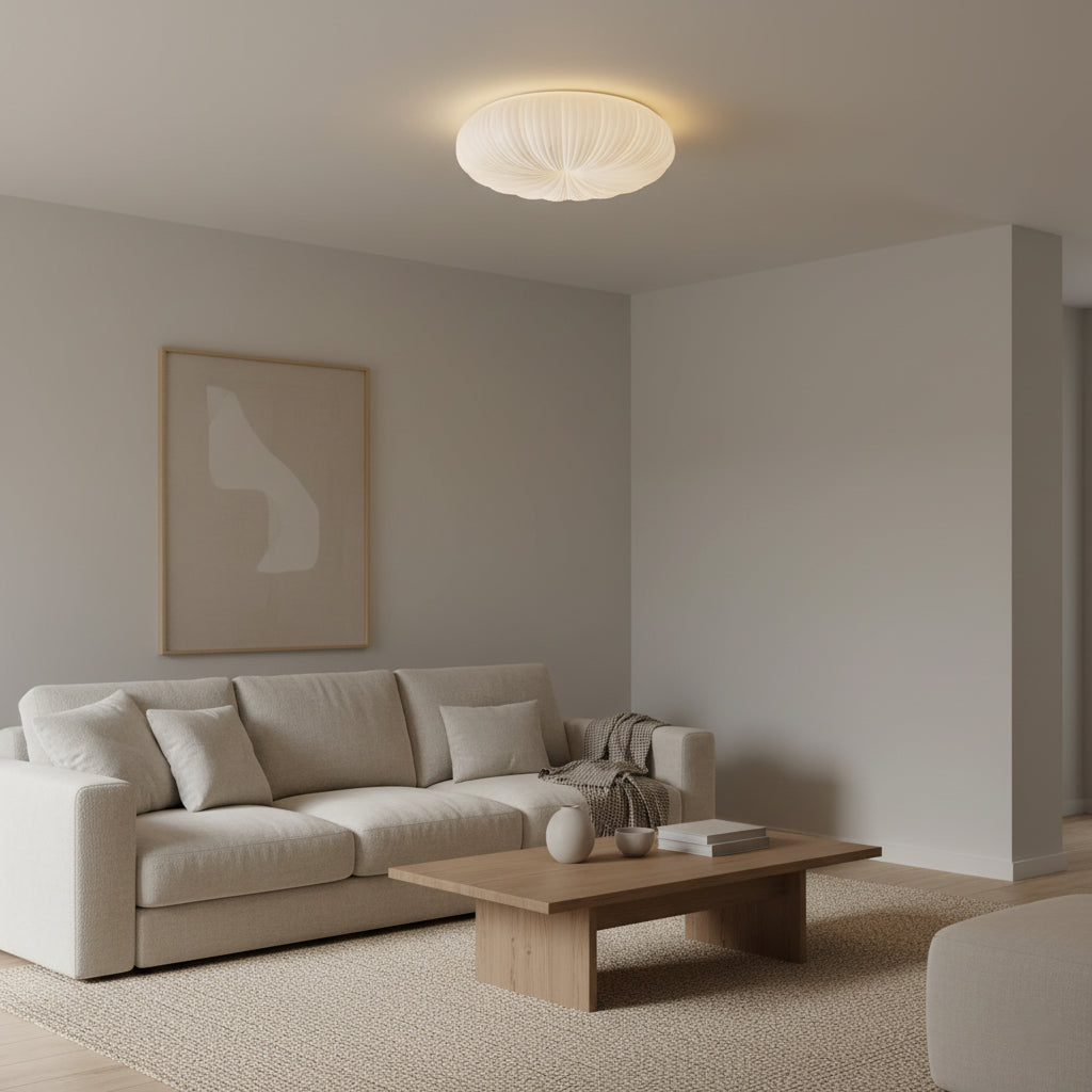 Pleated Dome Ceiling Light With Low-Profile Flush Mount