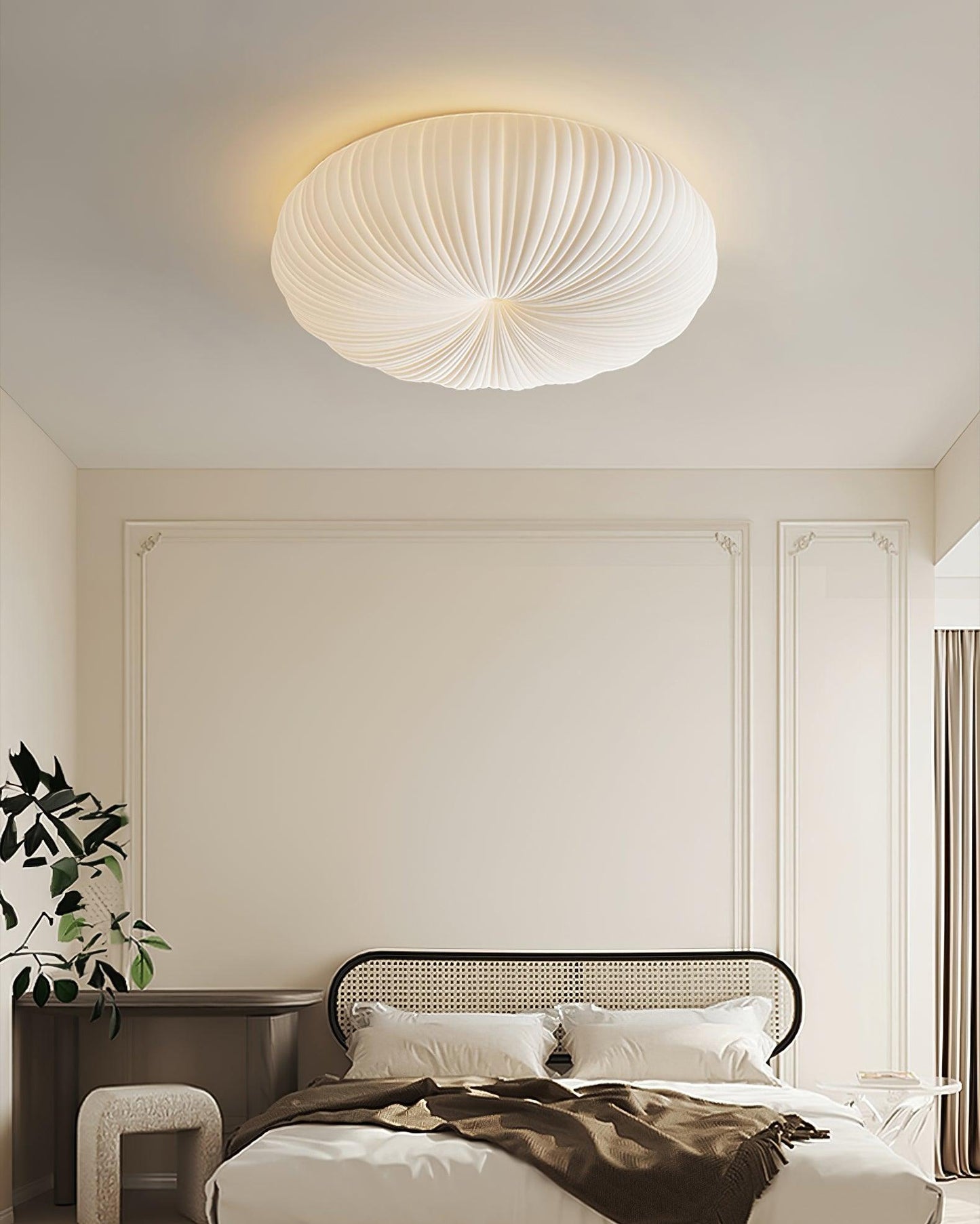 Pleated Dome Ceiling Light With Low-Profile Flush Mount