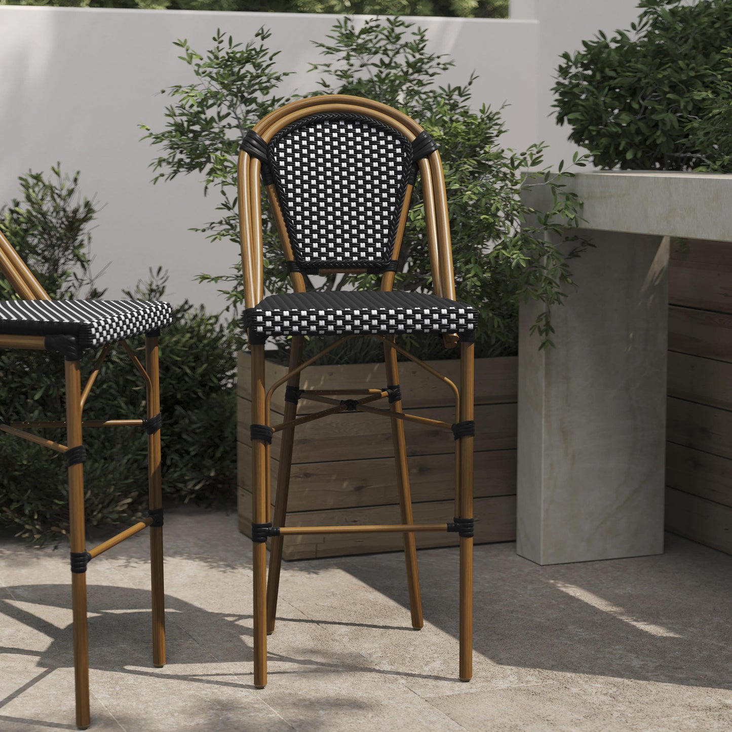 Bordeaux Commercial Grade Stackable Indoor/Outdoor Bistro 30" High Bar Height Stool