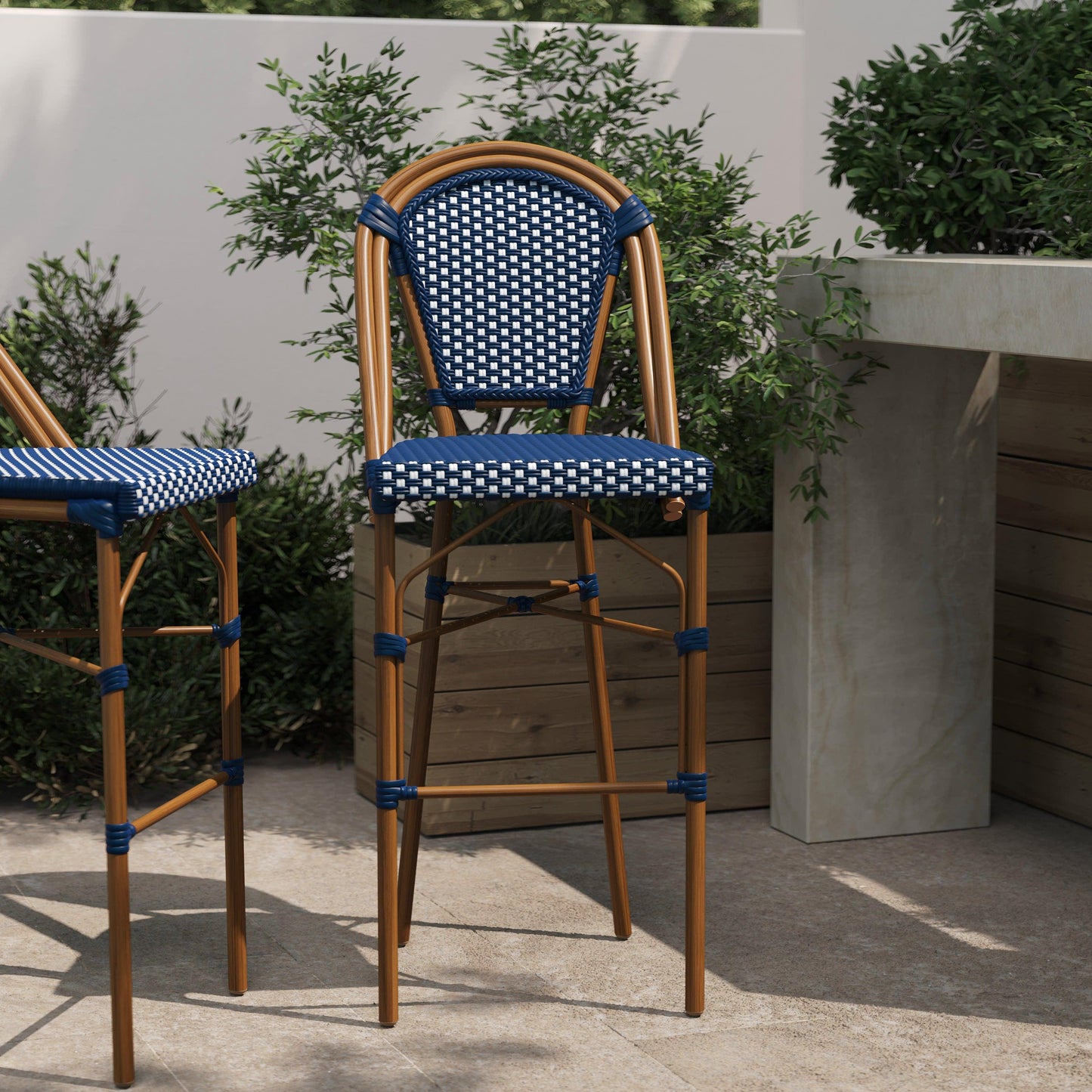 Bordeaux Commercial Grade Stackable Indoor/Outdoor Bistro 30" High Bar Height Stool