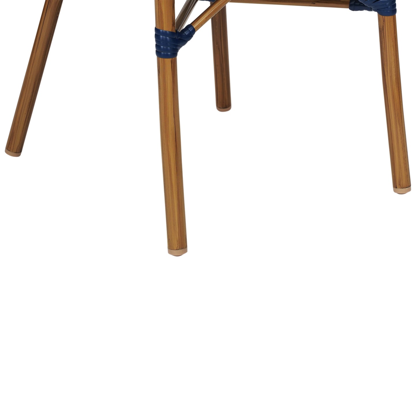 Bordeaux Indoor/Outdoor Commercial Bistro Stacking Chair with Arms, PE Rattan and Bamboo Print Aluminum Frame