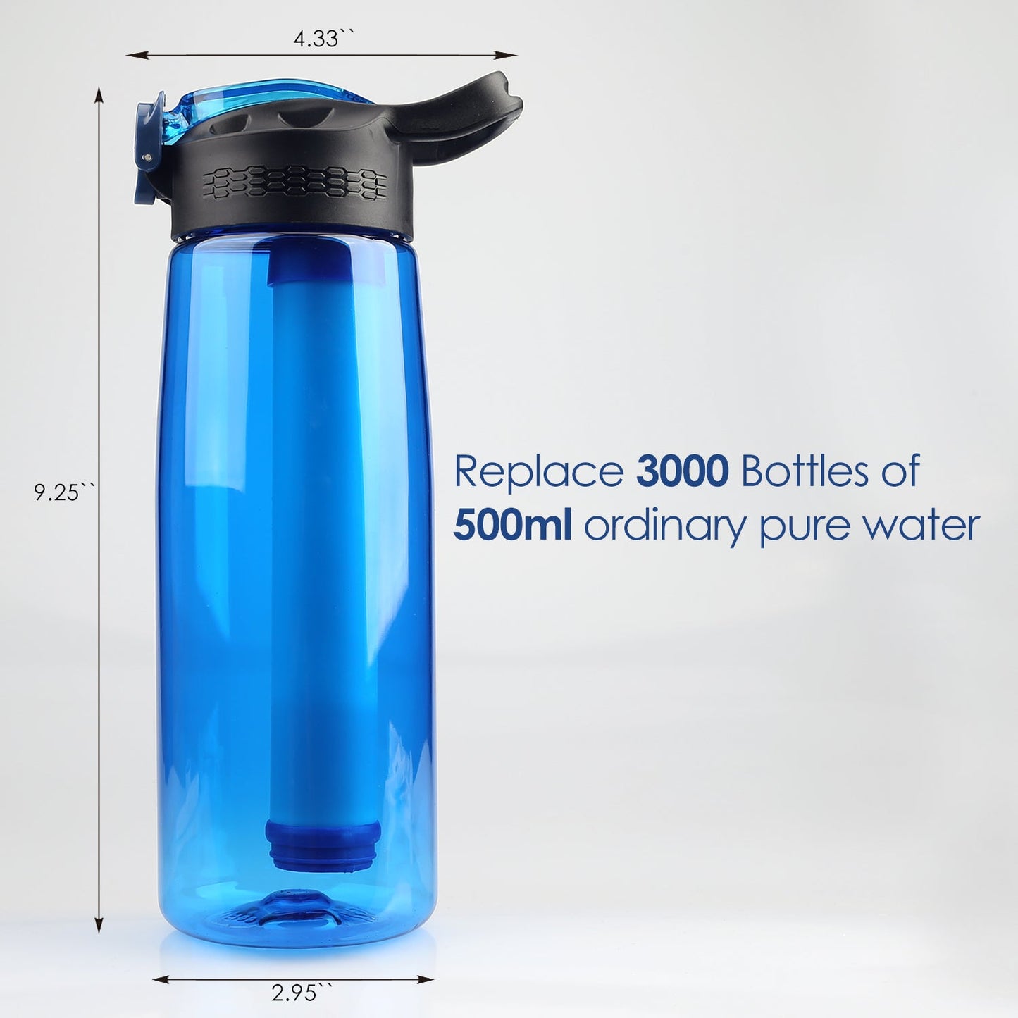 Go Water Filter Bottle  650ml (Blue)