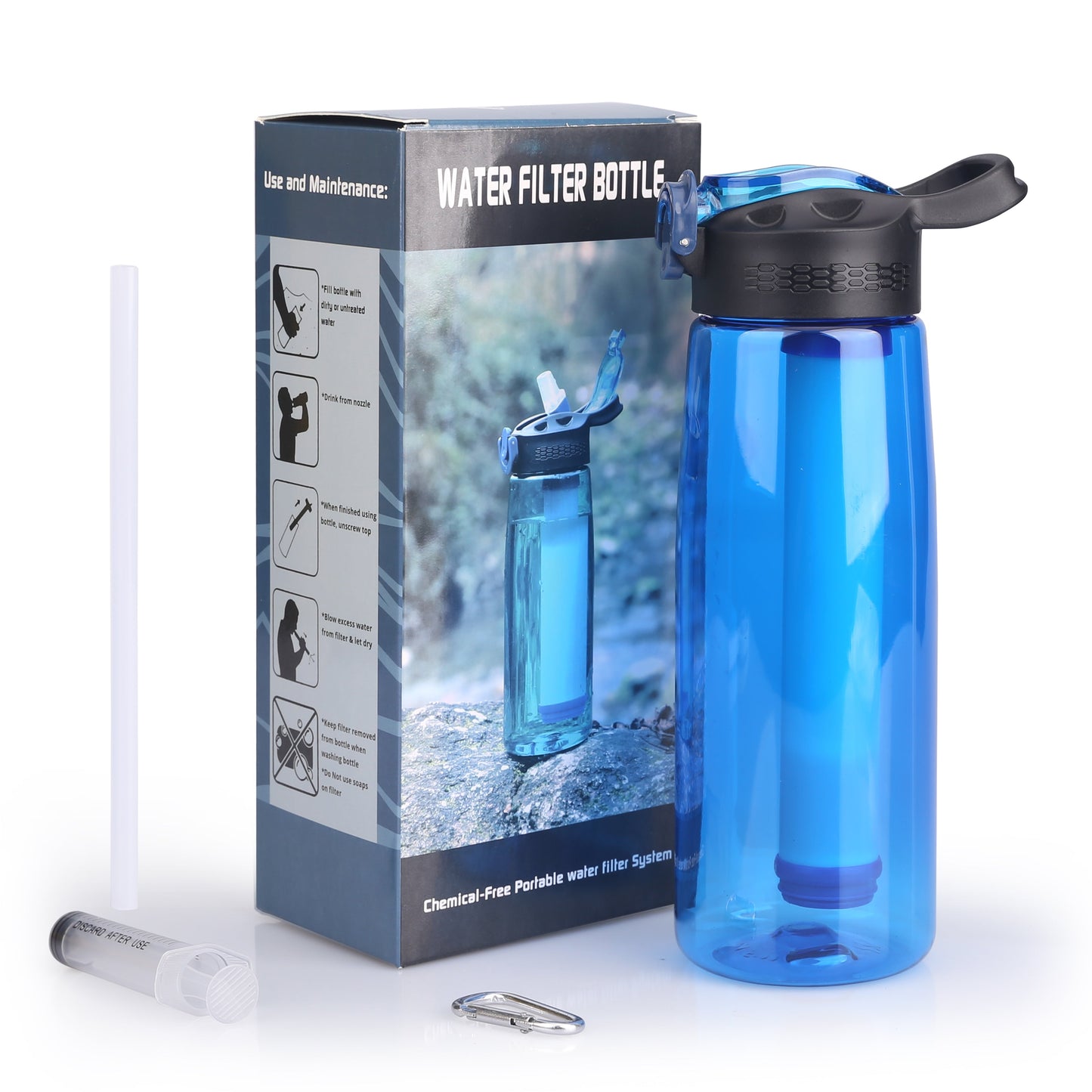 Go Water Filter Bottle  650ml (Blue)