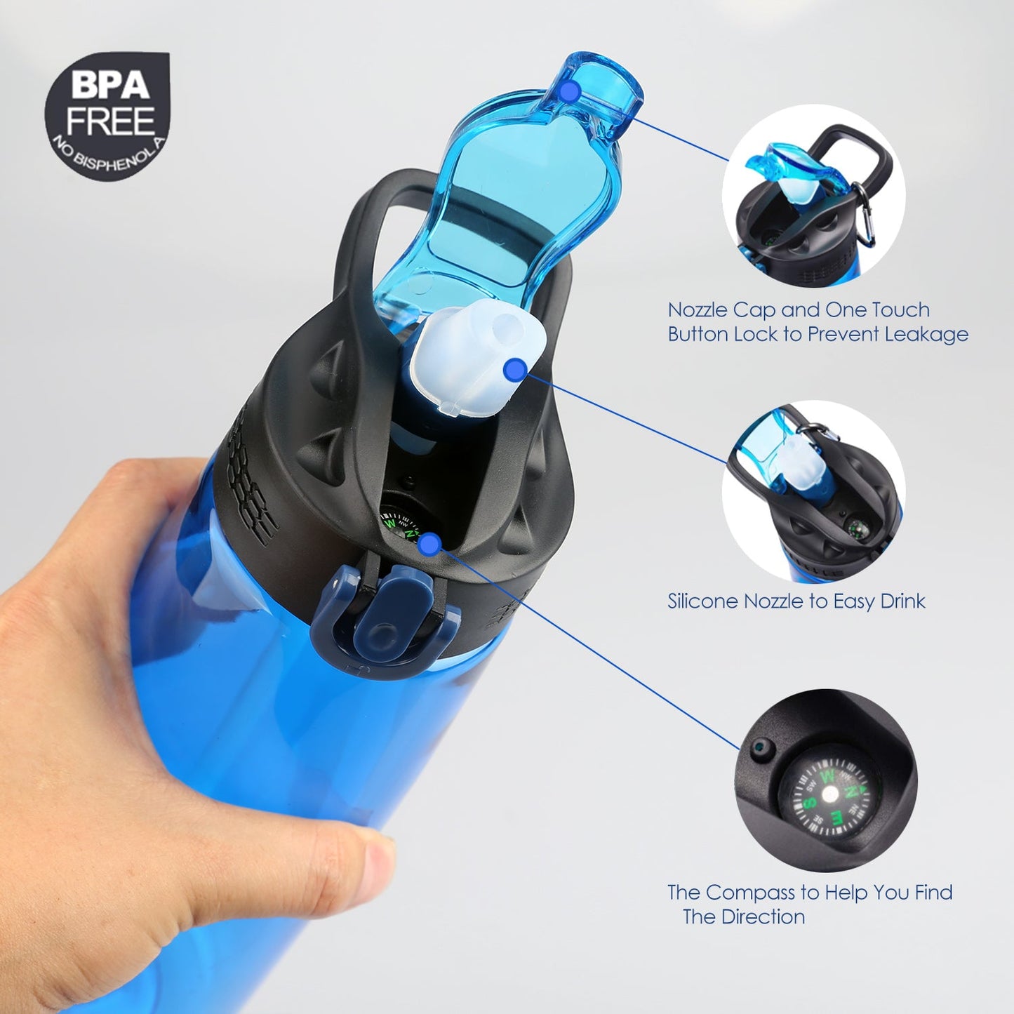 Go Water Filter Bottle  650ml (Blue)