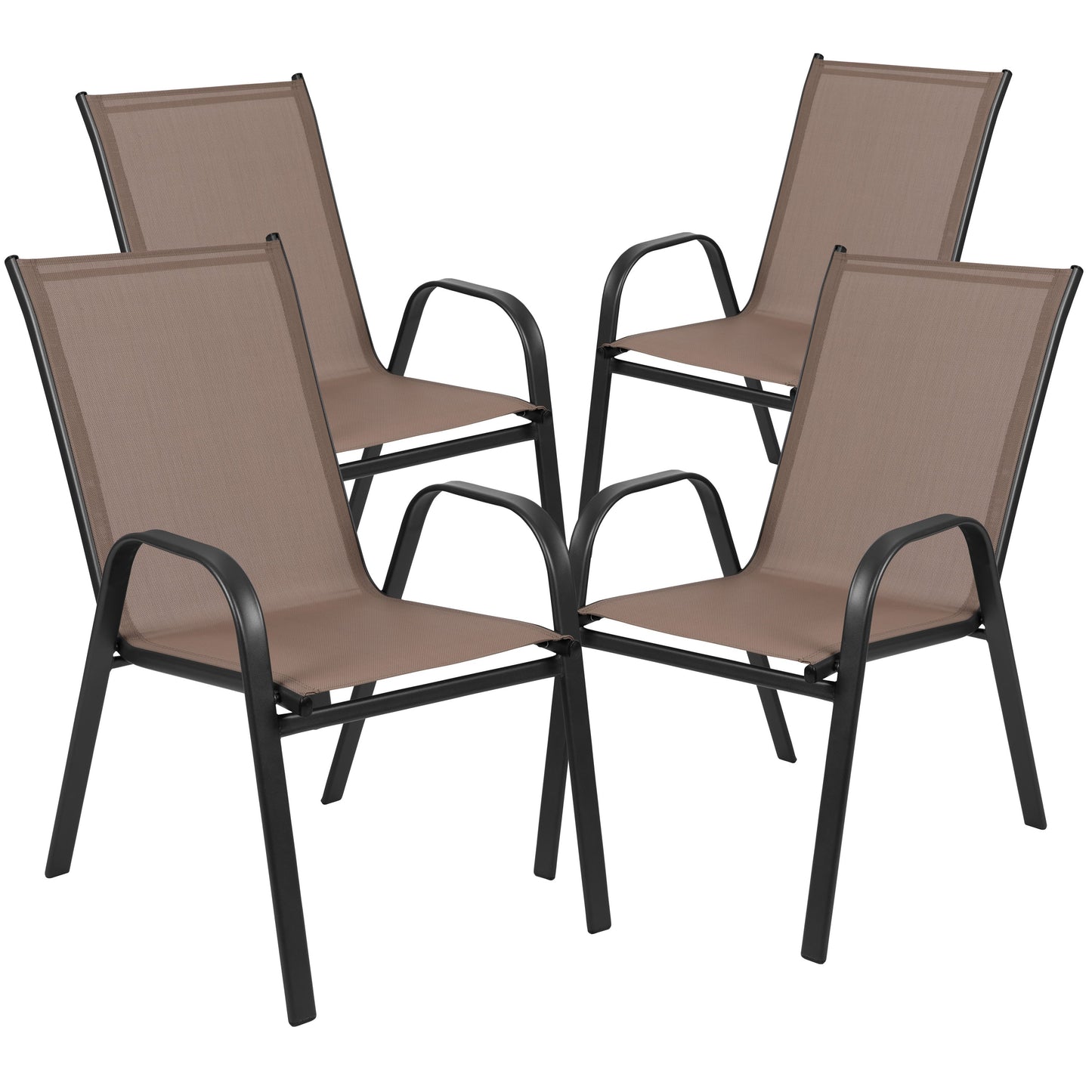 Brazos 3 Piece Outdoor Patio Dining Set - Tempered Glass Patio Table, 2 Flex Comfort Stack Chairs