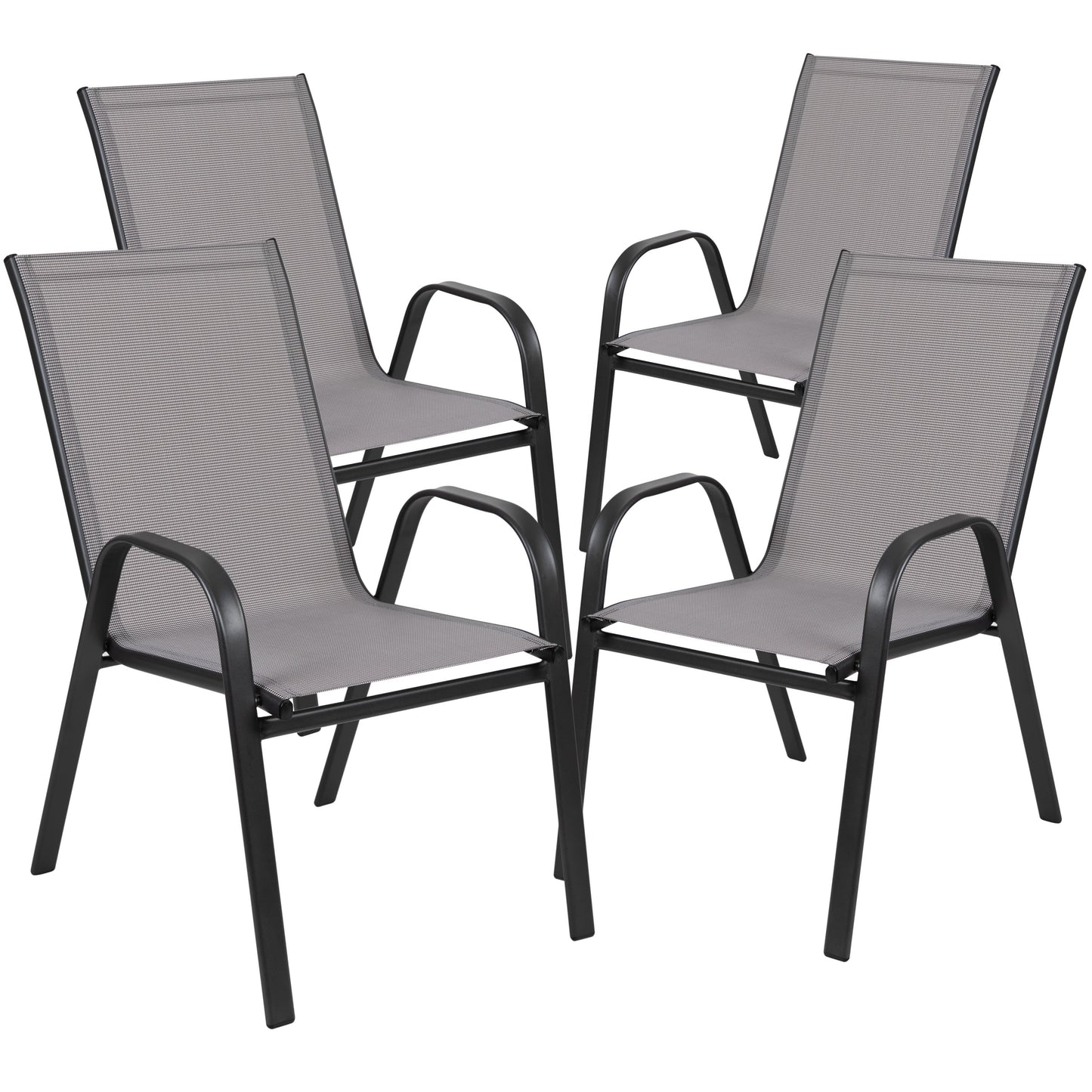 Brazos 7 Piece Outdoor Patio Dining Set - Tempered Glass Patio Table, 6 Flex Comfort Stack Chairs