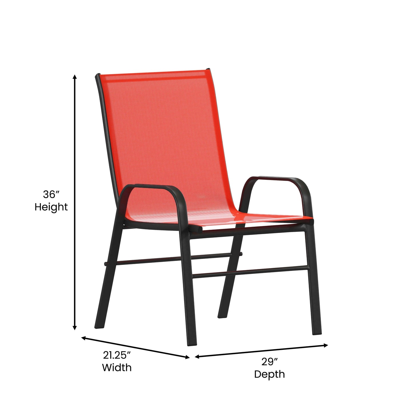 Brazos Series Outdoor Stack Chair with Flex Comfort Material and Metal Frame