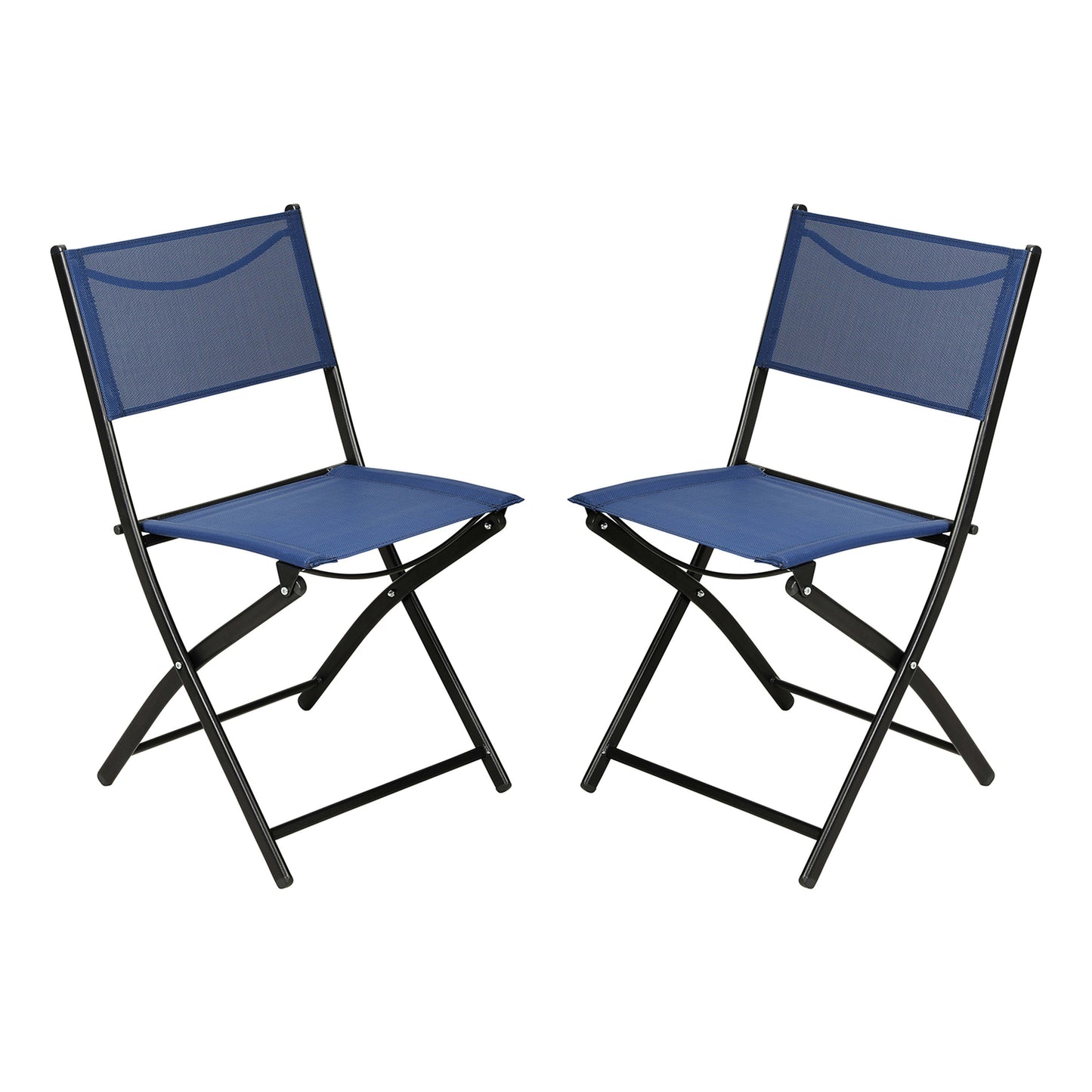 Brazos Set of 2 Commercial Grade Indoor/Outdoor Folding Chairs with Flex Comfort Material Backs and Seats and Metal Frames