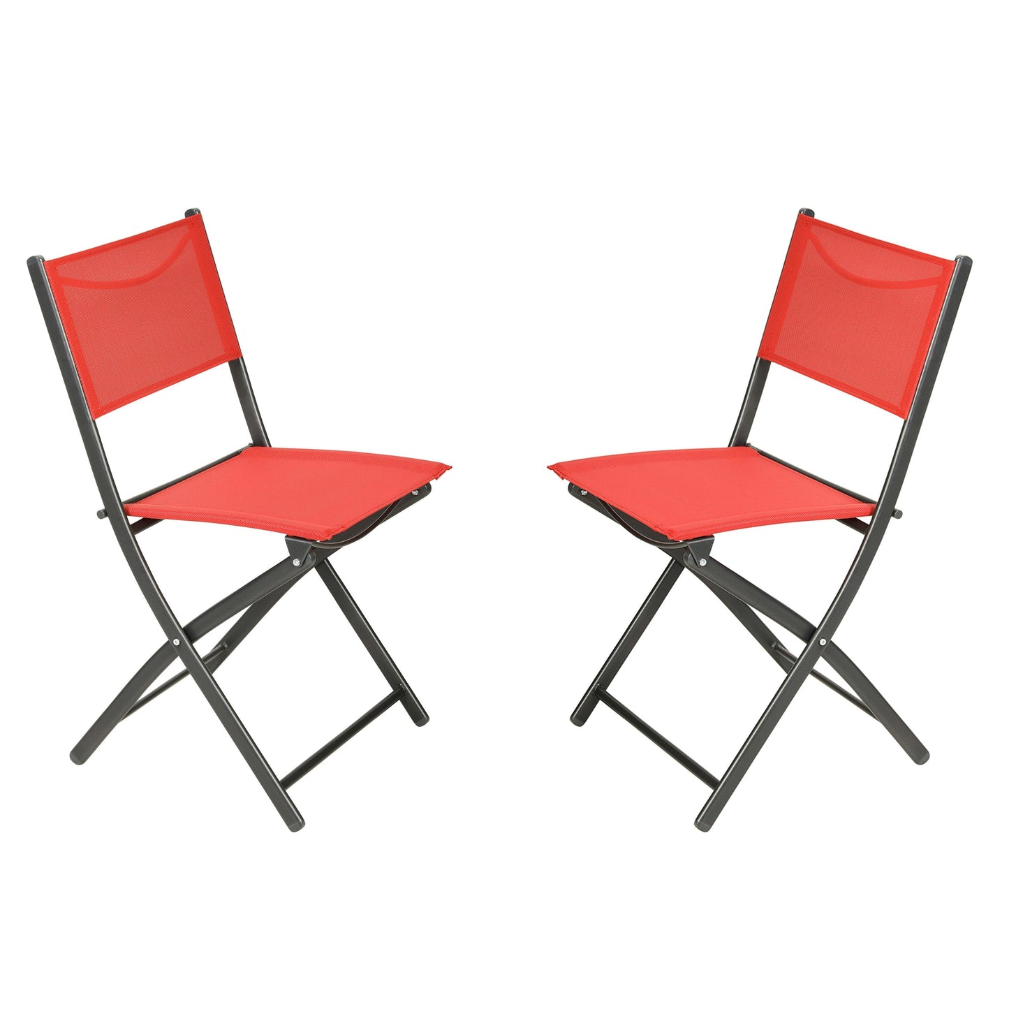 Brazos Set of 2 Commercial Grade Indoor/Outdoor Folding Chairs with Flex Comfort Material Backs and Seats and Metal Frames